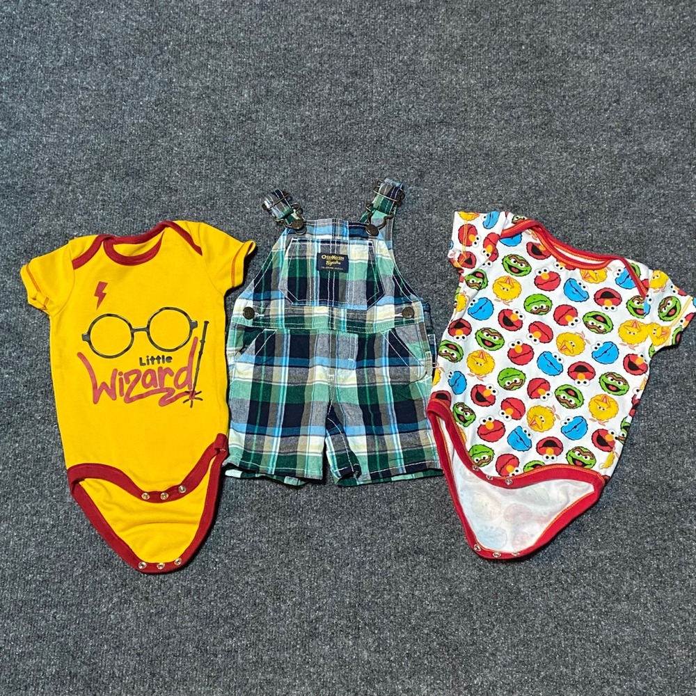 OshKosh Harry Potter Sesame‎ Street Baby Boy Clothes Bundle 3-6M 6M 3pc Set
